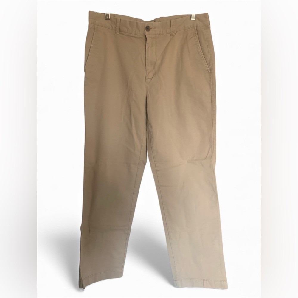 J.Crew Flex Athletic Fit Chino Pants Mens 33x32 Khaki Tan Cotton Stretch 33 x 32